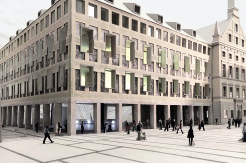 <span class="Bold"><strong>2. Preis</strong></span> Die Neuinterpre­ta­tion der Kaufhausfassade, wie sie Christ und Gantenbein vorschlagen, sei, so die Jury, mit dem Denkmalschutz nicht vereinbar<br />