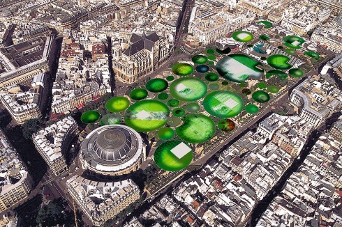 Auch der Park sollte umgestaltet werden. Schema­tischer Schnitt mit den verschiedenen Nutzungen.<br />