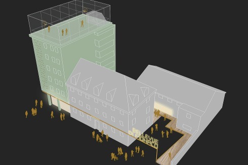 2016: Umbau zu WGs und Wohnungen für Geflüchtete und zum Kulturzentrum nach den Plänen von Hirner und Riehl Architekten<br />