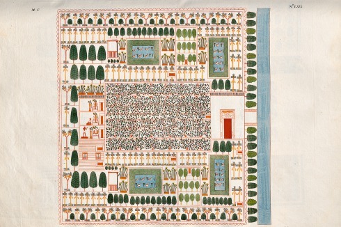 Gartenplan aus dem Grab des Sennefer, Ägypten, ca. 1400 v. Chr., Zeichnung von I. Rosellini, 1834<br />