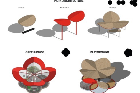 Der Neugestaltung des Parks von Mitino liegt als Grundelement eine Form zugrunde, die an ein Blatt erinnert<span class="OffWhite"></span><br />