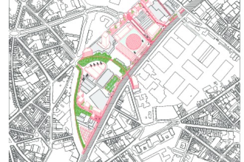 Neue Industriezone entlang des Kanals mit 40% Wohnungen und 90% der Erdgeschosszone Produktion<br />