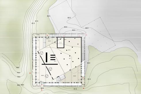 In der unteren Ebene wird die Ausstellung bis unter den frei gestellten Holzbau aus den 1930ern geführt.<br />