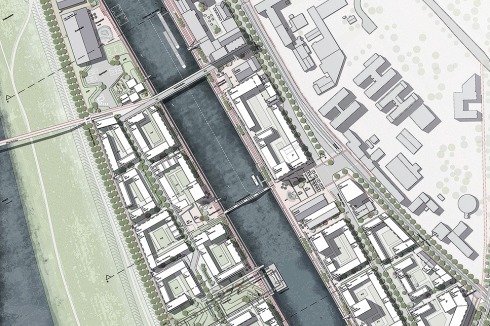 <strong>Sieger </strong>COBE, Kopenhagen, mit Ramboll Studio Dreiseitl, Überlingen; Transsolar, Stuttgart und knp.bau­phy­sik, Köln, arbeiten mit ­aufgebrochenen Blockstrukturen.<br />