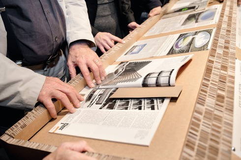 Blick in die gmp-Ausstellung in der Architekturgalerie München<br />