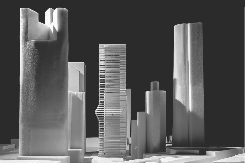 Der von BIG – Bjarke Ingels Group entworfene 183 Meter hohe „Omniturm“ im Frankfurter Bankenviertel ...<br />