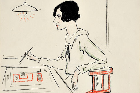 Margarete Schütte-Lihotzky, gezeichnet von Lino Salini, 1927<br />