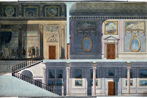 <span class="Bold">Querschnitt durch Buckingham House, London, von Charles Papendiek, Januar 1819 </span><br />