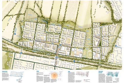 <strong>De Zwarte Hond mit RMP </strong>stellen eine differenzierte Verkehrsführung in den Mittelpunkt ihres Entwurfs: Radschnellwege, Wohnstraße, Wege und Parkstände an der Stadtmeile<br />