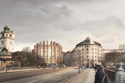 <strong>ein 1. Preis</strong> Wulf Architekten mit Club L94 und Theapro überzeichnen den Gasteig durch die zinnenartige Überhöhung.<br />
