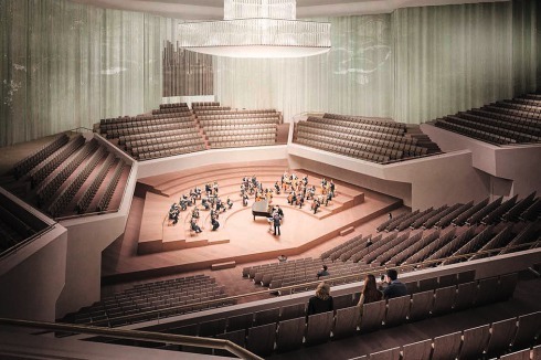 Das eingefasste Podium im Saal der Philarmonie sorgt für eine gute Akustik.<br />