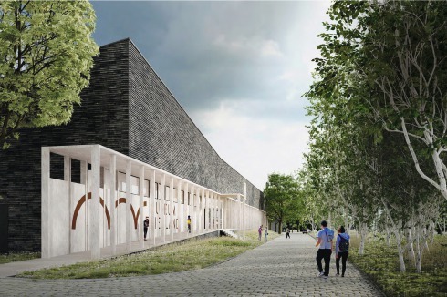 <span class="Bold"><strong>1. Preis</strong></span> dichter Architekten schieben in ihren länglichen, dunkel verklinkerten Museumsbau eine helle Holzloggia ein. bbz Landschaftsarchitekten schirmen das Gebäude mit einem Birkenwäldchen von den nahen Bahngleisen ab.<br />