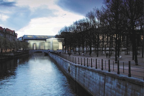 Entwurf von David Chipperfield Architects von 2001. Fotomontage des Blicks vonder Schlossbrücke<br />
