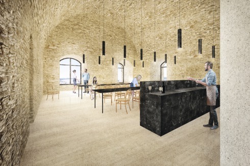 Im Eingangsbereich informiert eine Ausstellung über die Geschichte der Burg. Das historische Mauerwerk und das Gewölbe werden erfahrbar.<br />