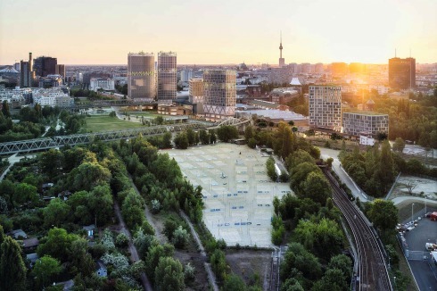 Der Westpark mit den geplanten 25 bis 90 Meter hohen Bürohochhäusern <br />