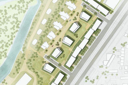 <strong><span class="Bold">4. Preis</span></strong> roedig.schop architekten differenzieren private, öffentliche und halb­öffentlich Bereiche klar. Planungsrechtliche Details wären zu präzisieren.<br />