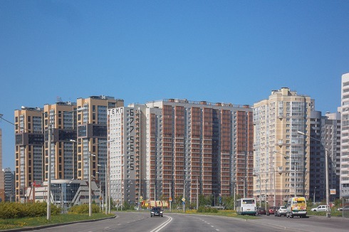 Parnas, ein typisches Neubauquartier im Norden von St. Petersburg<br />