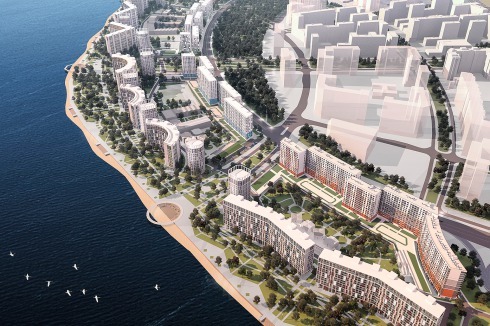 Die ursprüngliche Gesamtplanung für die Insel stammt vom US-Planungsbüro Gensler.<br />
