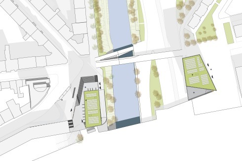 Zum Stadtzentrum hin, am Kurt-Schumacher-Platz, ist das Hotelhochhaus geplant.<br />