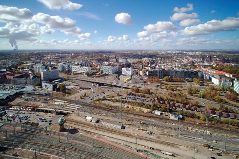 Lage des von Hochstraßen geprägten Riebeckplatzes<br />