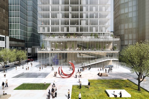 Zwischen Omniturm und dem Komplex Four Frankfurt, der 2023 fertig sein soll, ist noch eine Baustelle –und der sie verbindende Vorplatz eine Absichtserklärung.<br />