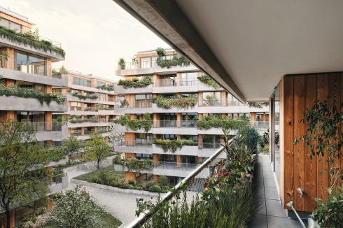 Die Architektur ist schon da, das Grün muss noch wachsen: Das gerenderte Foto zeigt den geplanten Endzustand des Projekts<br />