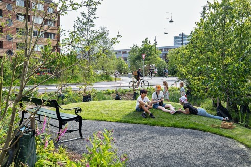 Der Sankt Kjelds Square, eine von SLA geplante Grünfläche, ist Teil des Kopen­hagener Climate Districts.<br />