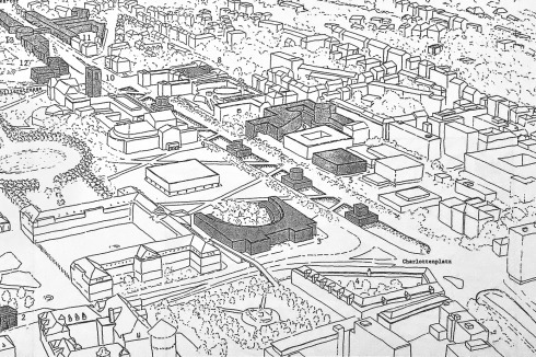Bereits 1987 lieferten Architekten in einem Symposium Ideen für die Kulturmeile, darunter Colin Rowe, Othmar Barth und James Stirling. Stirling platzierte auf der Straßenmitte pavillonartige Gebäude und fasste die Straße durch Neubauten (Bild). Die Pläne wurden nicht weiterverfolgt.<br />