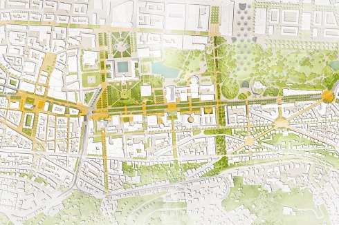 Lageplan von asp Architekten und Koeber Landschaftsarchitekur (1. Preis im Wettbewerb)<br />
