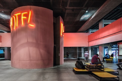 Inside, an exhibition hall opens. <br />