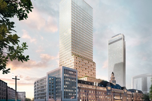 <strong><span class="Bold">Anerkennung </span></strong>gmp Architekten erhielten eine Anerkennung. Das Alte Präsidium steht in diesem Entwurf unangefochten im Mittelpunkt. Adressbildung, Orientierung im Freien und Erschließung leiden aber unter diesem Konzept.<br />