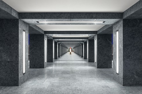 Granit zieht sich vom Boden bis zur Brillenwand.<br />