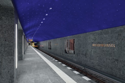 Auf der Spreeinsel gibt es zwei Zugänge und einen Aufzug. Südlich der Schlossbrücke führen sie über Verteilerebene und Bahnsteig zum Boulevard Unter den Linden.<br />