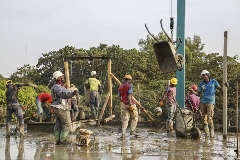 Plostellum ex machina – Baustelle der deutschen Botschaft in Bamako, Ende 2018<br />