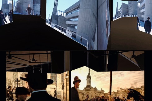 Videoinstallation im Pavillon.<br />