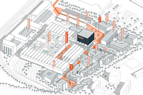 <strong>Ettlingen<br /></strong>-Ettlingen Querbeet- organisiert das neue Viertel als Campus entlang einer vom Bahnhof kommenden Magistrale. Wohnen, Arbeiten und Forschen sind in räumlicher Nähe zueinander angesiedelt.<br />