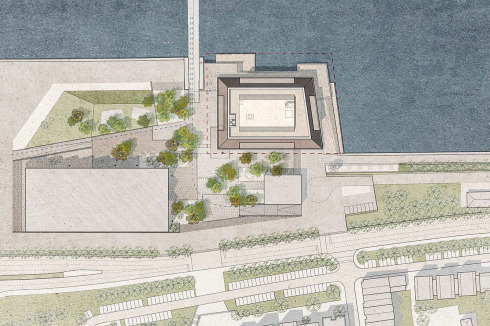 Das neue Museum schließt die im Rahmen der BUGA 2025 geplante Hafenneuordnung südlich ab und vermittelt zur Innenstadt.<br />