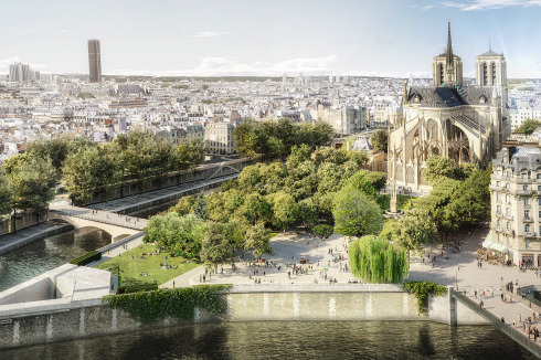 Auch der Park hin­ter der Kathedrale mit einem Mahnmal für die von den Nazis deportierten Menschen wird umgestaltet.<br />