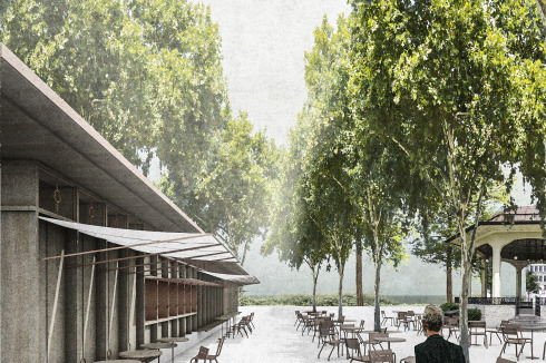 <strong>3. </strong><strong>Preis </strong>LOA | Lars Otte Architektur entwickeln regelrecht ein Möbelstück für den Stadtraum. Umlaufend sind Sitznischen integriert.<br />
