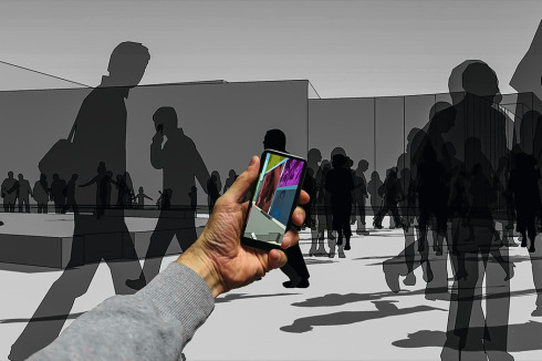 Auf dem Smartphone entsteht ein Haus von Film­inhalten. User können auch neue Filme hochladen, um ein Forum für migrantisch situiertes Wissen zu schaffen.<br />