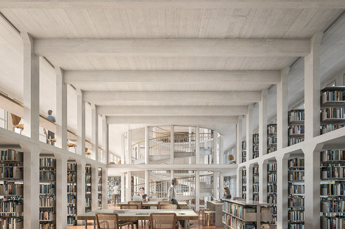 Eine neue Wendeltreppe erschließt den Bücherturm.<br />