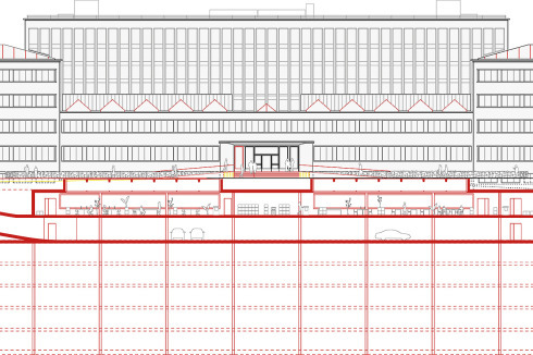 Der unterirdische Erwei­terungsbau beinhaltet Ate­liers, Tiefmagazin und Parkplätze.<br />