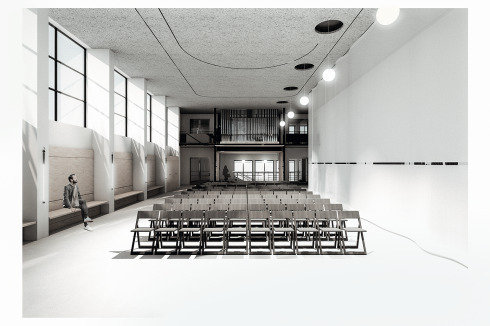 <strong>2. </strong><strong>Preis</strong> prinzmetal nennen ihren Kirchenraum „Weißen Saal“ und rekonstruieren die einseitige Belichtung. <br />