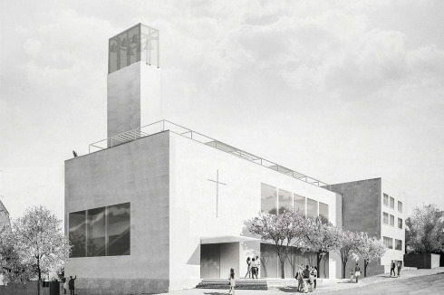 <strong>3. </strong><strong>Preis</strong> Klumpp + Klumpp Architekten und Von M Architekten geben Gemeindesaal, Kirchenraum und Dachterrasse die Überthemen Bewegung, Ruhe und Freiheit.<br />