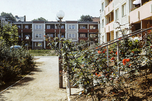 Neubauten in der Innenstadt von Bernau, Foto um 1985<br />