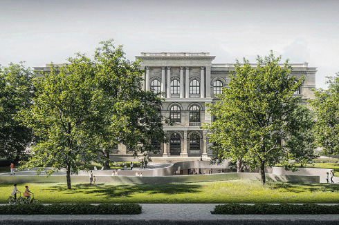 <strong>4. Preis</strong> WXCA mit Kopperroth Architektur und Stadtumbau überraschen mit einer gänzlich neuen Eingangssituation: Eine flachgeneigte Rampe auf dem Museumsplatz führt ins Untergeschoss. Für diesen Ansatz ermöglichte die Jury nachträglich einen vierten Platz.<br />