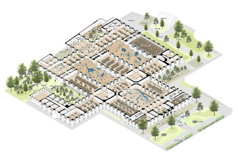 <strong>3. Preis</strong> allmannwappner mit rabe landschaften ermöglichen über Holzeinbauten Schaudepots im Untergeschoss und flexible Ausstellungsflächen im Erd­geschoss. Der Eingangsbereich ist durch symmetrische Rampen barrierefrei, das umgebende Freiraumkonzept überzeugt.<br />
