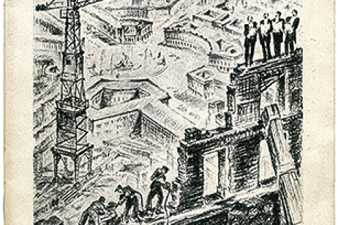 Cover des Liederheftes vom Schinkelfest 1939 zeigt ein Teil von Albert Speers Achsenplanung für die Reichshauptstadt Germania<br />