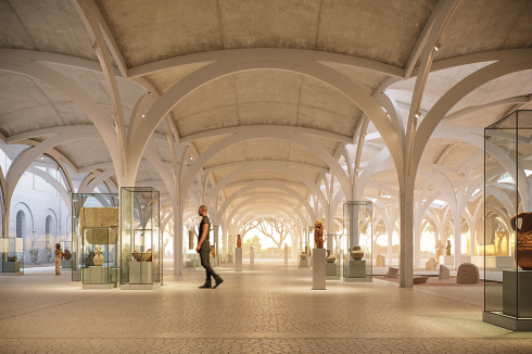 <strong>1. Preis</strong> Bez+Kock Archi­tekten erweitern die Ausstellungsflächen neben der Kathedrale mit einer quadratischen Überdachung.<br />