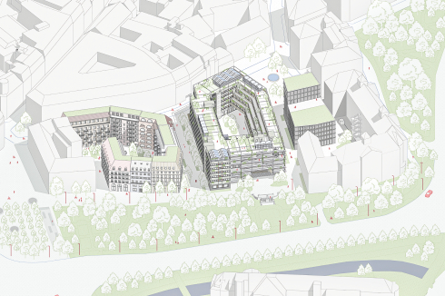 <strong><span class="Bold">3. Preis </span></strong>SERO Architekten, KOLLEKTIV B Keul &amp; Gamböck und Rainer Schmidt Landschaftsarchitekten er­halten große Teile des Bestands.<br />